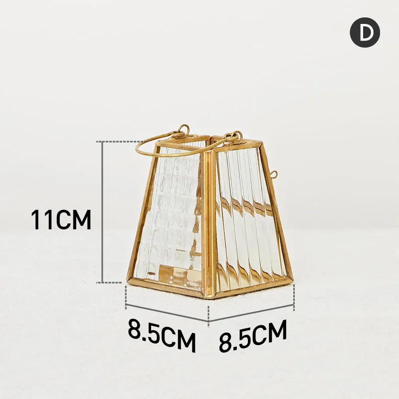 Скандинавский стеклянный подсвечник, металлические геометрические напольные подсвечники, золотые подсвечники, свадебные украшения 50ch008 - Цвет: Small quadrilateral