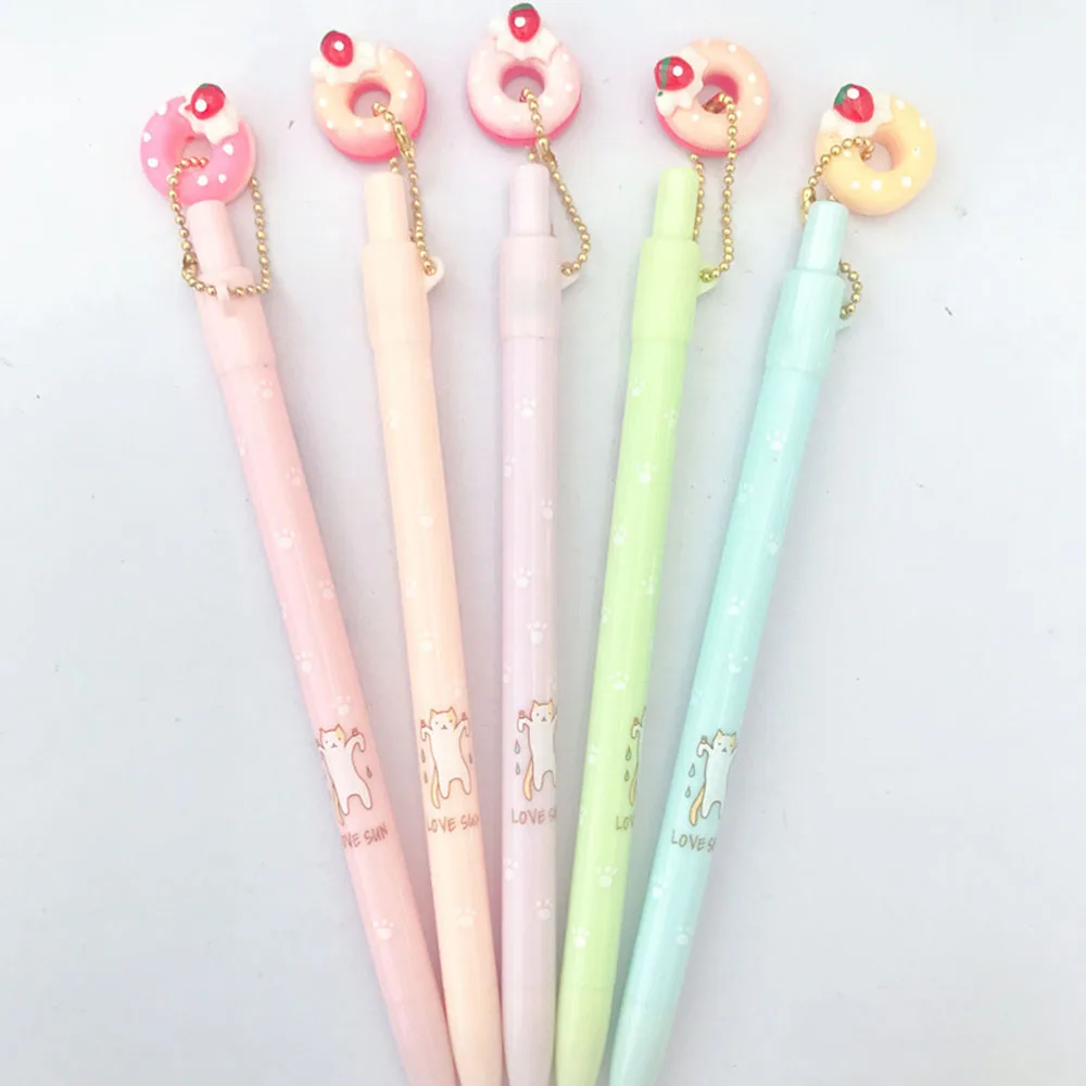 

2 Pcs/lot Cute Kawaii Doughnut Cat Mechanical Pencil Student Pencil Automatic Pen For Kid School Office Supply Escolar Papelaria