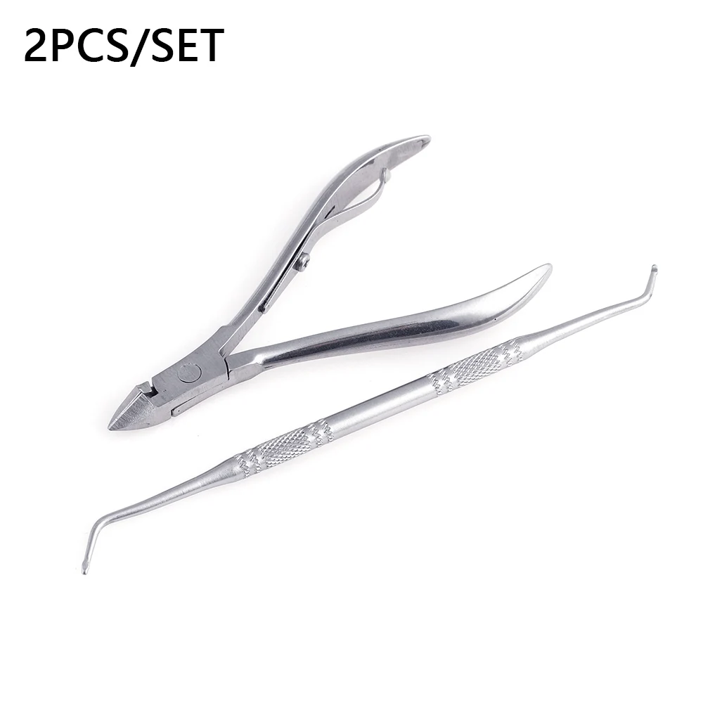 2Pcs/Set new Manicure Pedicure Tools Ingrown Toe Nail Correction Cuticle Pusher Dead Skin Dirt Remover Nail Nipper Clipper - Цвет: 1