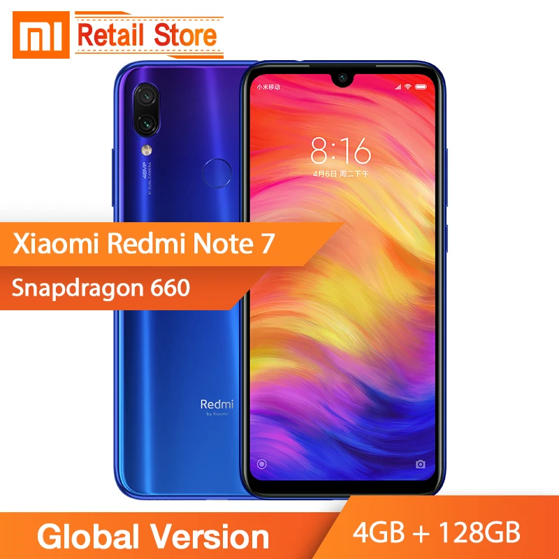 

In Stock Global Version Xiaomi Redmi Note 7 4GB 128GB Smartphone 48MP Cameras Snapdragon 660 Octa Core 6.3'' FHD QC 4.0 4000mAh