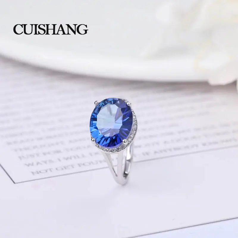 

CSJ New design Silver 925 Jewelry ring with Natural topaz For Women Wedding Engagement Party Valentines gift