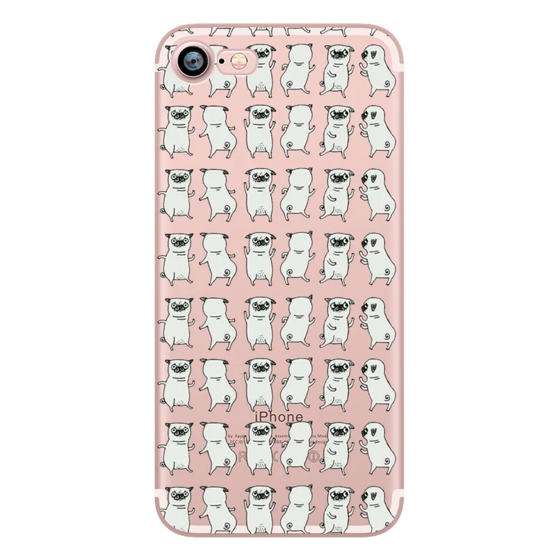 Cute Funny Pug Dog French Bulldog Puppy Silicon Transparent Soft TPU Phone Case for Apple iphone 6 5S SE 6S 7plus 5 6plus Fundas (7)