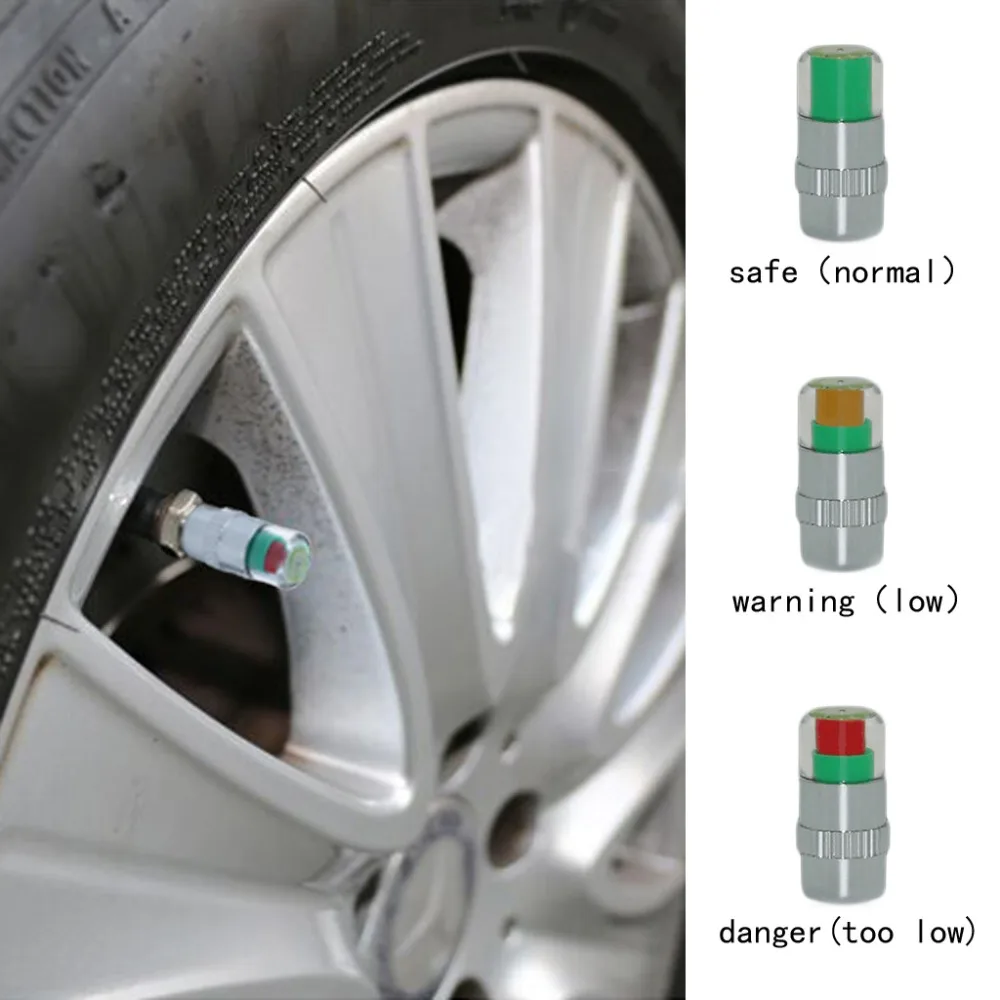 

4Pcs Car Tyre Tire Air Pressure Alert Indicator Car Valve Stem Monitor Sensor Caps Car Tire 2.2 Bar(32PSI) Or 2.4 Bar(36PSI)