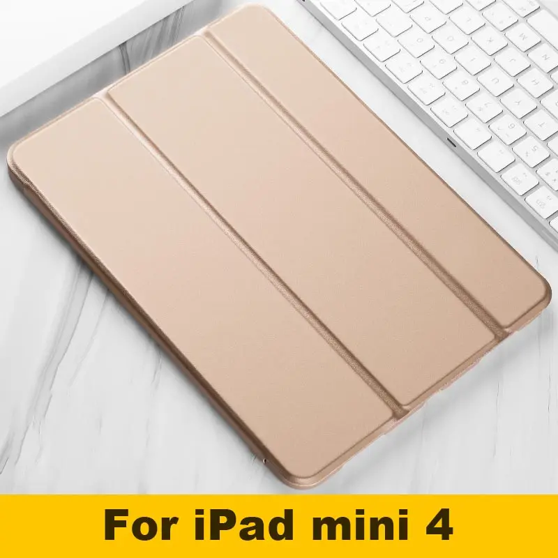 Для Apple iPad mini 1 2 3, 4, 5, чехол, 7,9 дюймов, ультра тонкий, умный, магнитный, с подставкой, из искусственной кожи, силиконовый чехол для iPad mini 5, Funda - Цвет: For mini 4 Gold