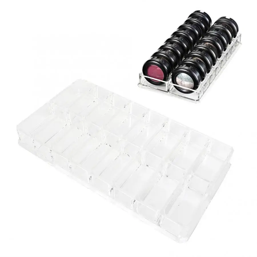 16 Grids Dual Row Clear Acrylic Eye Shadow Loose Powder Makeup Cosmetic Storage Box