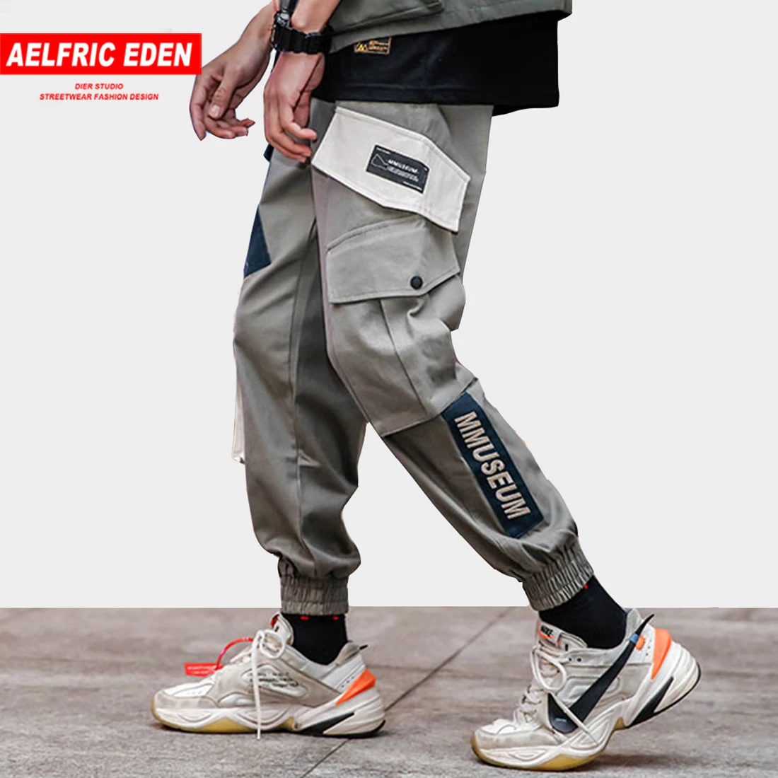

Aelfric Eden Fashion Joggers Men 2019 Spring Autumn Hip Hop Harem Pants Color Block Pockets Cargo Trousers Male Urban Streetwear