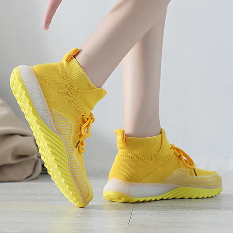 

Women Sneakers Knitted Women's Sneakers Autumn Black Sock Shoes Women Sneakers Platform Thick Sole Walking Flat Ladies Shoes 58w