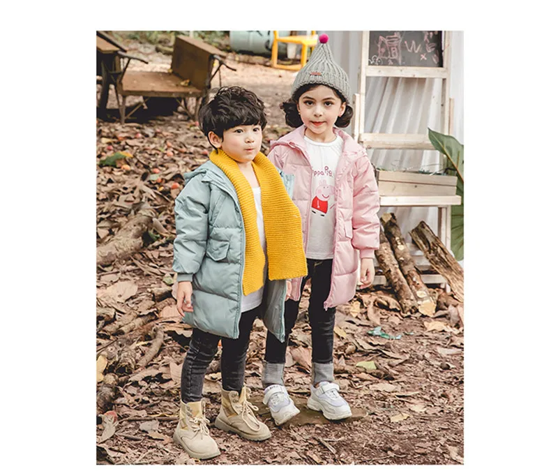 2019 Brand Winter Children's Long Hooded Down Jacket Children's Boy Girls Rabbit Ears Shape Candy Color Down Overwear Coat Cute08