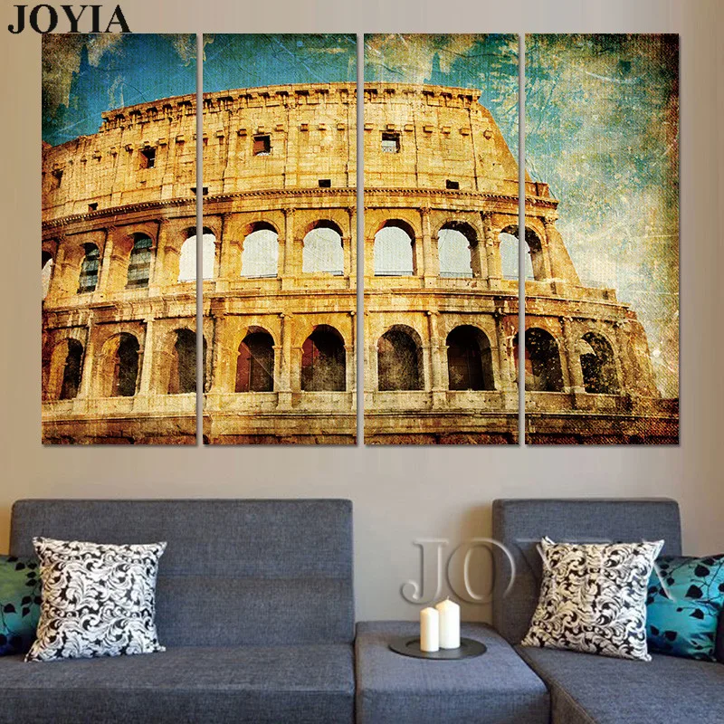 

Large Wall Art Canvas Prints Roman Colosseum Retro Paintings On The Wall For Home Living Decor 3 4 5 Pieces Picture Set No Frame