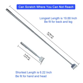 

2 X Extendable Telescoping Back Scratcher Adjustable Telescopic Stainless Steel Tool Extend 20" Pen Pocket Clip