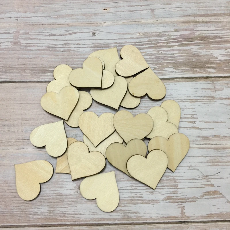 

set of 50 wood heart shapes plaque 4cm unfinished wood heart wedding decorations