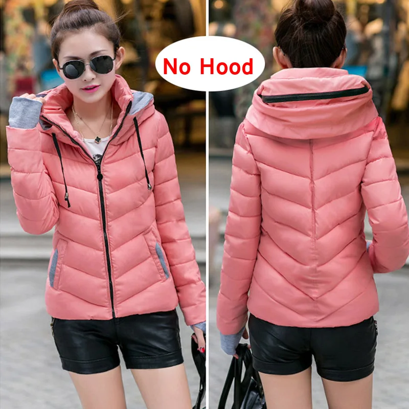 Новое Женское модное пальто зимняя куртка женская верхняя одежда короткая стеганая куртка Женская парка с подкладкой Женское пальто - Цвет: Pink -No Hood