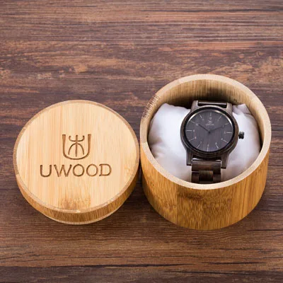 Натуральные деревянные часы для мужчин Топ бренд класса люкс кварцевые MUYES модные унисекс повседневные наручные часы Мужские деревянные часы G1007 подарок - Цвет: Black with gift box