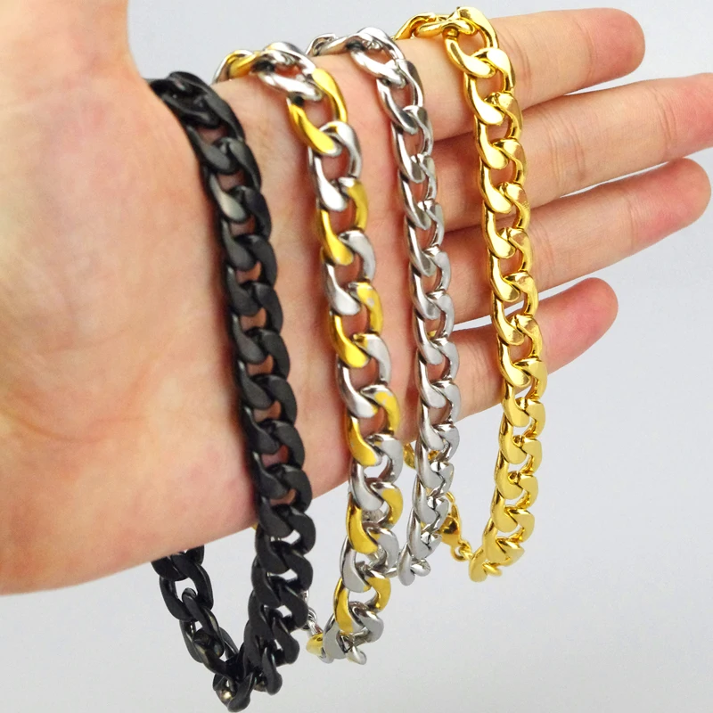 4 color Promotion! Stainless Steel Bracelet Punk Rock Jewelry high quality Link Hot Gold Color Cuban chain Rubber HF029 |