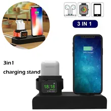 Беспроводной Зарядное устройство подставка для iPhone Apple Watch док-станция для зарядки Зарядное устройство для наручных часов Apple Watch Series 4/3/2/1 Мульти-Функция 3 в 1