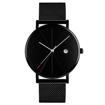 

Calendar Men's Watch Men Fashion Casual Clock Stainless steel Wristwatch Waterproof Male Watches Date Black Support Drop Shiping