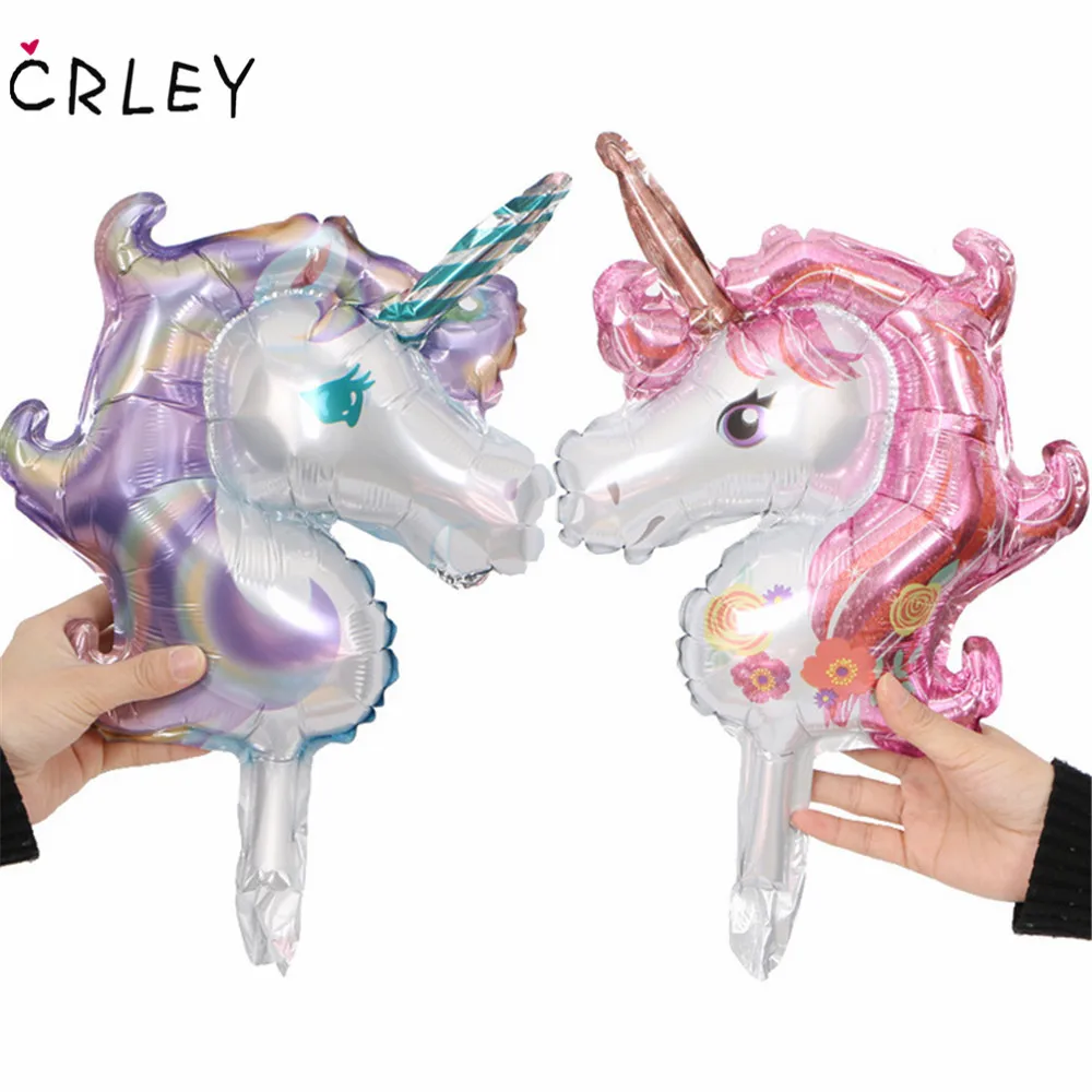 CRLEY 2pcs Mini Small Unicorn Party Foil Balloons Birthday Decorations Kids Air Wedding Balloon Happy | Дом и сад