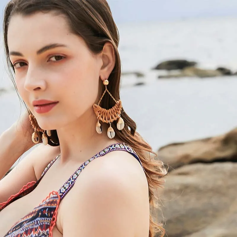 

Braided Seashell Earrings With Different Styles Are Suitable For Seaside Vacations Free Shipping