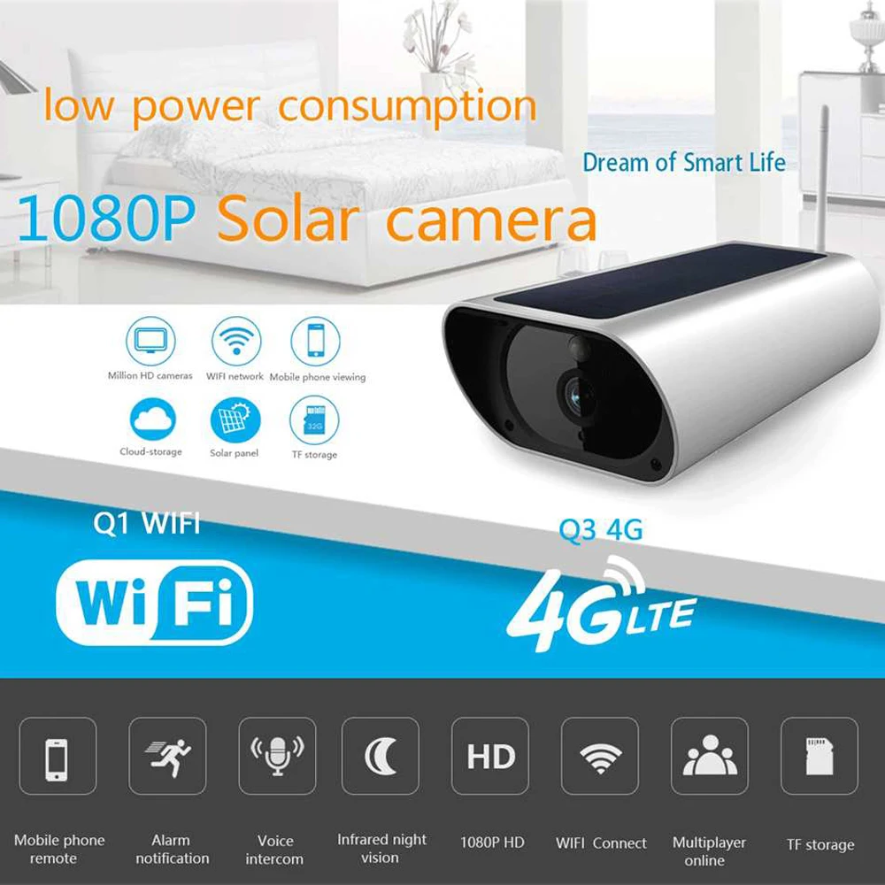 IP67 a prueba de agua c/ámara IP de vigilancia inteligente. alertas push C/ámara seguridad IP 120 MHz visi/ón nocturna HD 1080P 4G SIM C/ámara CCTV exteriores soporte detecci/ón de movimiento