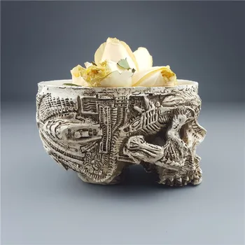 

MRZOOT White Skeleton Flowerpot Resin Skull Head Fruit Plate Container Storage Tank Macetas Human Skull Garden Pots Ashtrays