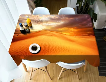 

Beautiful Desert scenery 3D Tablecloth polyester Dinner Table Cloth Macrame Decoration Table Cover
