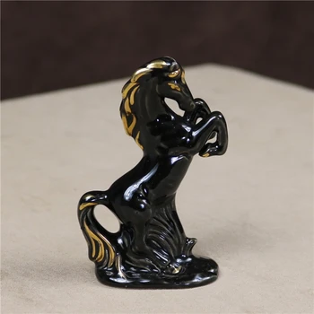 

Handmade Porcelain Bucking Horse Figurine Ceramic Bronco Miniature Craftworks Ornament Accessories for Home Decor Souvenir Gift