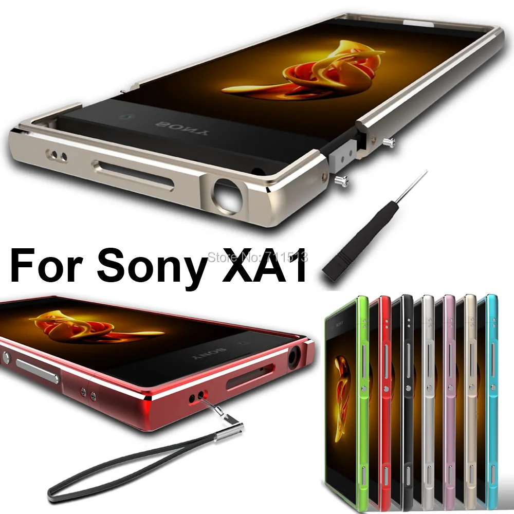 

mobile phone cover sony xperia xa1 case Aluminum Alloy Bumper + lanyard for Sony Xperia Xa1 matel fame XA1 daul case