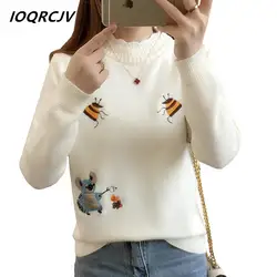 IOQRCJV 2018 новый вязаный джемпер пуловер с длинными рукавами Свитер с воротником Для женщин осень-зима толстые теплые Femme джемпер F176