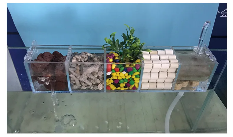 Creative fish tank filter three-in-one fish tank filter box built-in water purifier submersible pump oxygen waterfall degreasing film (9)
