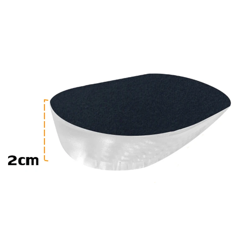 Soumit силикагель стелс увеличивающие половину пятки стельки для мужчин и женские стельки амортизирующие буферные пятки колодки - Цвет: Black 2cm