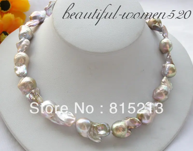 

ddh00617 17" lavender BAROQUE KESHI REBORN PEARL NECKLACE