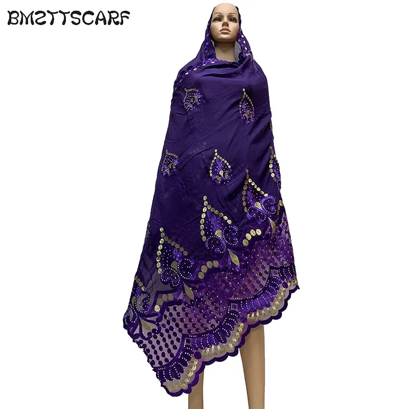 Мусульманский шарф африканская Женская шаль шали высокого качества тяжелый хлопок матч шарф из тюли мусульманский шарф больших размеров для пашмины BM707
