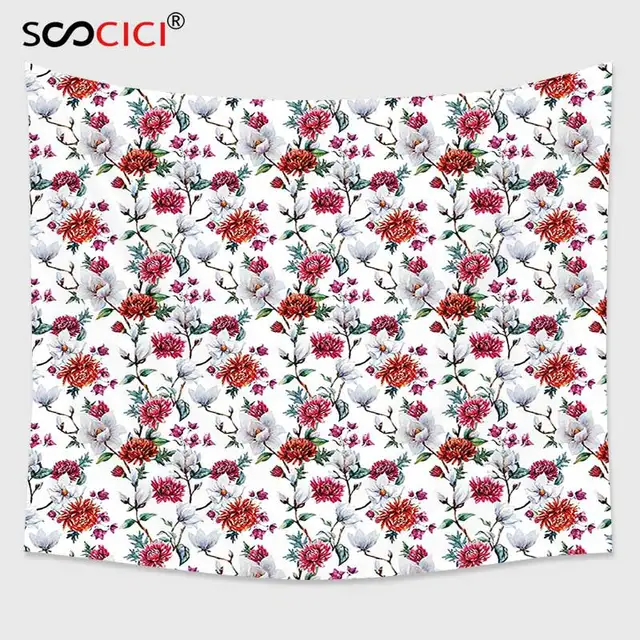 Cutom Permadani Hiasan Dinding Desain Bunga Decor Watercolored
