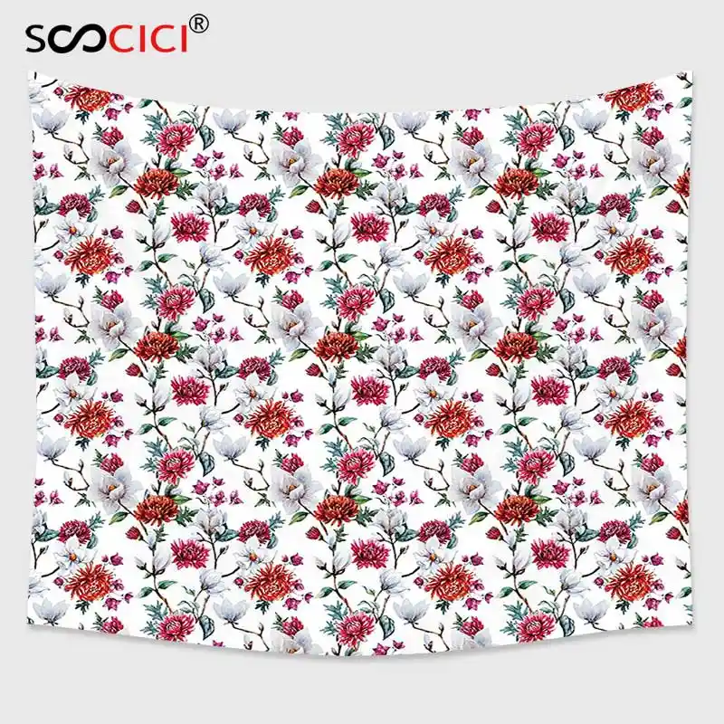 Tapiz Colgante De Pared Cutom Decoracion De Flores Diseno
