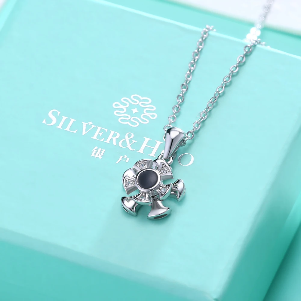 SILVERHOO, натуральная 925 пробы, серебро, двойной руль, подвеска, ожерелья, вращающиеся, хорошее ювелирное изделие для женщин, вечерние, аксессуары