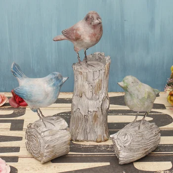 

The American village branch bird ornaments Nordic style decor Home Furnishing family of Three Bird Garden Branch