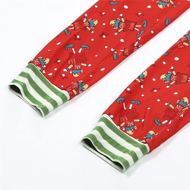 Семейный комплект рождественских пижам; коллекция года; домашняя одежда на год; Рождественский комбинезон с капюшоном и длинными рукавами; красная одежда для сна с принтом; одежда для сна