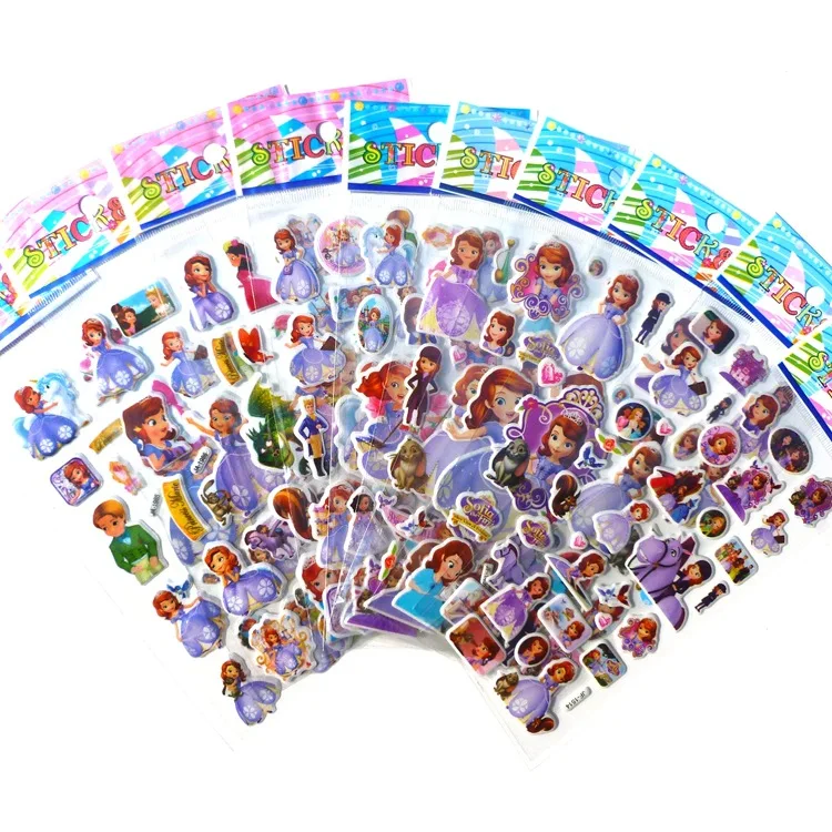 

New 10pcs/lot Snow Princess Sofia Cartoon Stickers puffy waterproof 3D sticker Classic toys gift