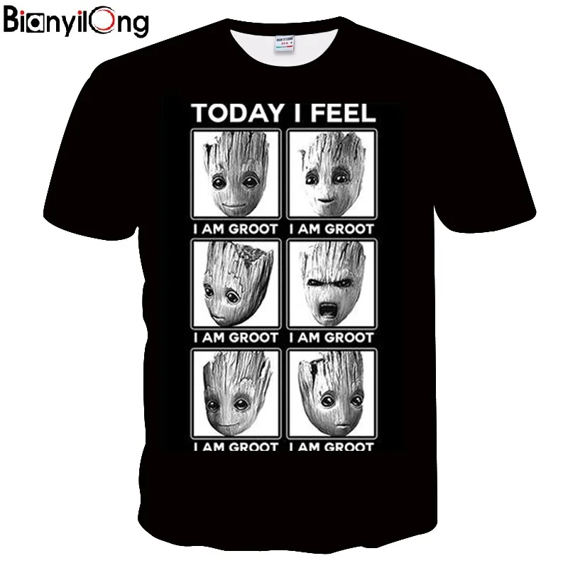 

BIANYILONG 2018 new t shirt men funny Elf printed 3D T Shirt Men Shirts Male Printed t Anime T-Shirts hip hop groot tops tee