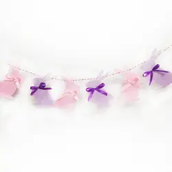 Вечерние гирлянды с милым Кроликом, розовыми фиолетовыми флагами Банни, Настенный декор Декорации для вечеринки, дня рождения, милые