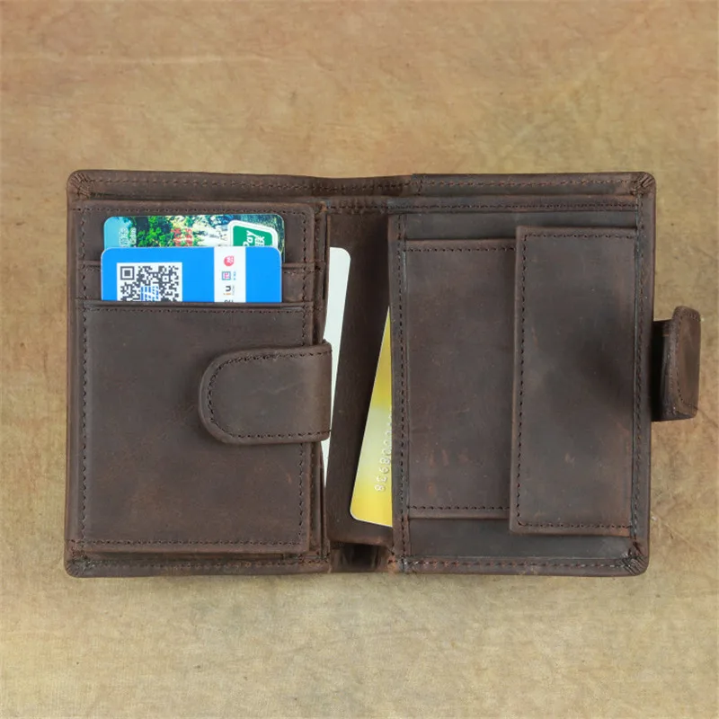 Nesitu RFID Блокировка Винтаж кофе вертикальная натуральная кожа мужские кошельки Мужской кошелек кредитный держатель для карт с карманом для монет M515
