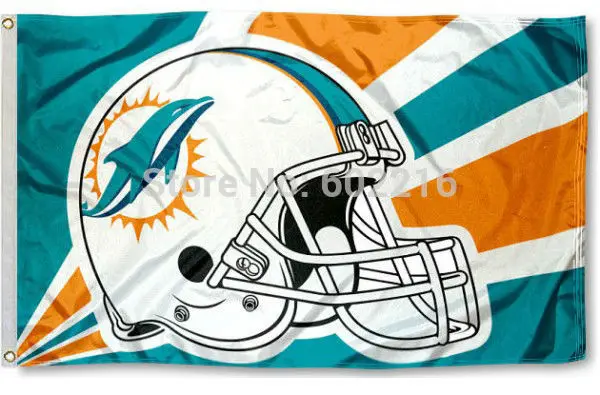 Miami Dolphins Custom Your Text Flag 3Ft X 5Ft Polyester Team Banner Flying 