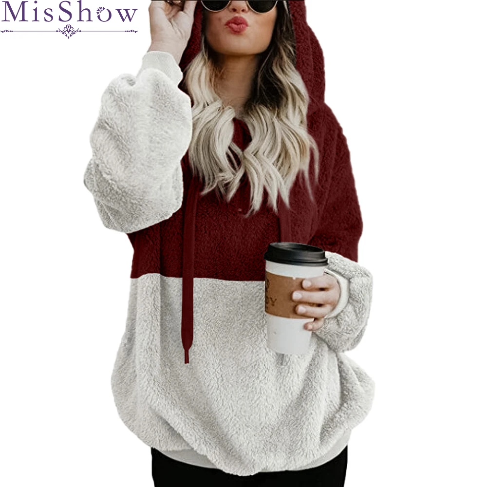 

Wholesale Autumn Winter Flannel Pullover Loose plus size hoodie women sweatshirts Female Casual Coat Oversized Casual Clothing