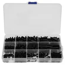 320 pçs m3 preto náilon em dois sentidos encanta coluna espaçadores de impasse para pcb placa-mãe fixo plástico espaçamento parafuso porca conjunto sortimento kit