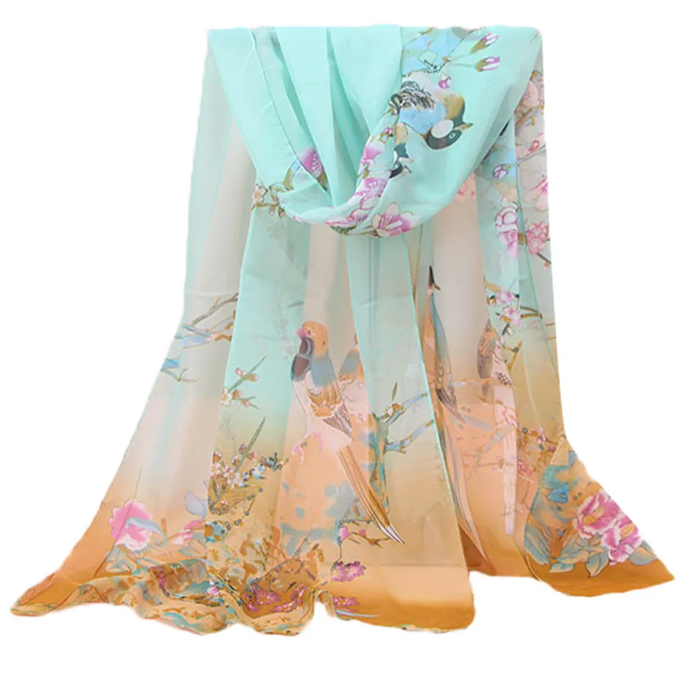 Женский мягкий шарф весна Бохо тонкая Парижская пряжа пляжная шаль китайский стиль элегантный леди сорока печатных шарфы и палантины@ py - Цвет: C