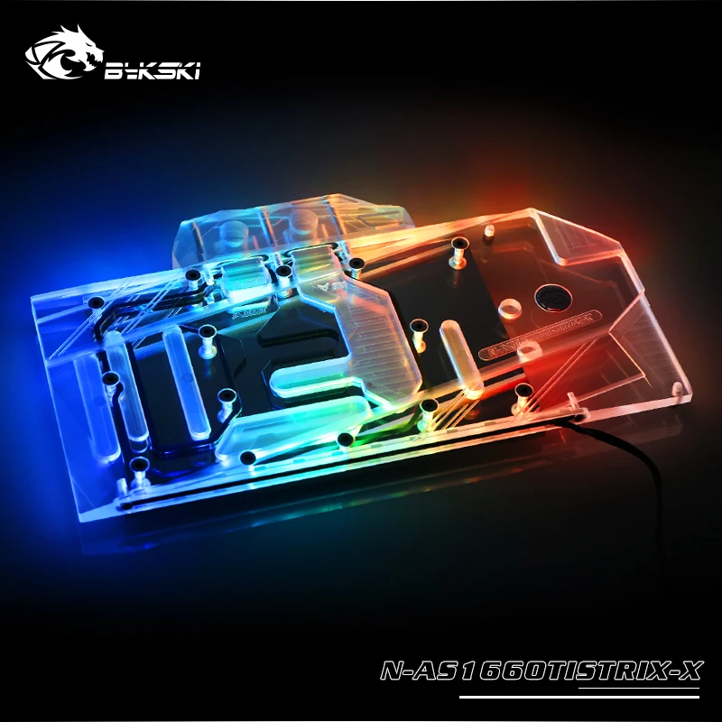 ^Cheap Bykski Water Block use for ASUS ROG STRIX GTX1660TI O6G / Full Cover Copper Radiator Block/3PIN 5V A-RGB / 4PIN 12V RGB
