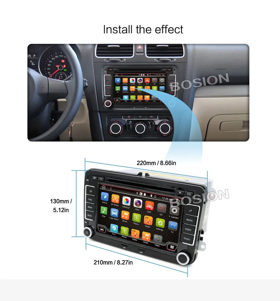 Top android 7.1 car dvd vw gps navigation Wifi+Bluetooth+Radio autoradio 2 din for Volkswagen GOLF 4  5 6 POLO PASSAT JETTA TIGUAN 26