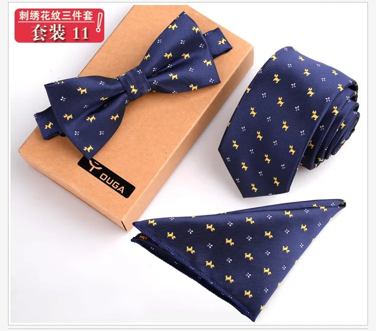 Мужской галстук, набор галстука и кармана, квадратный галстук-бабочка, комплект из 3 предметов, галстук-бабочка в полоску, мужские черные галстуки на шею и носовой платок, мужской подарок - Цвет: 11