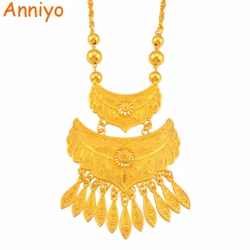 

Anniyo Saudi Arabia Necklaces African Gold Color Pendant Dubai Middle East Jewelry Gifts for Women #119206