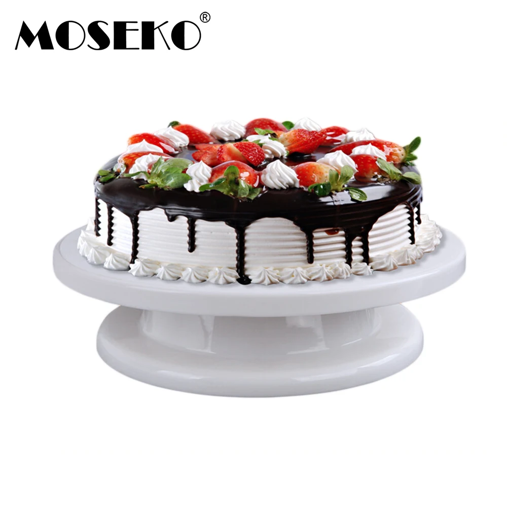 

MOSEKO Kitchen Cake Plate Revolving Decoration Stand Platform Turntable Round Rotating Cake Base Swivel Cupcake Baking Tool